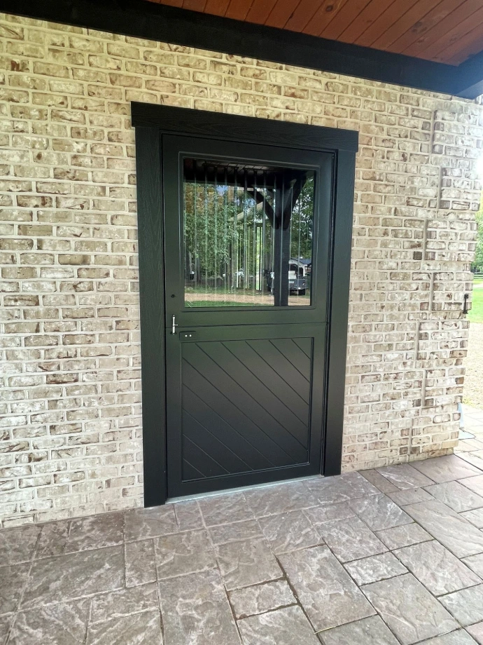 Dutch Door with Glass Over 1/4" Thick V-Groove Steel Plate