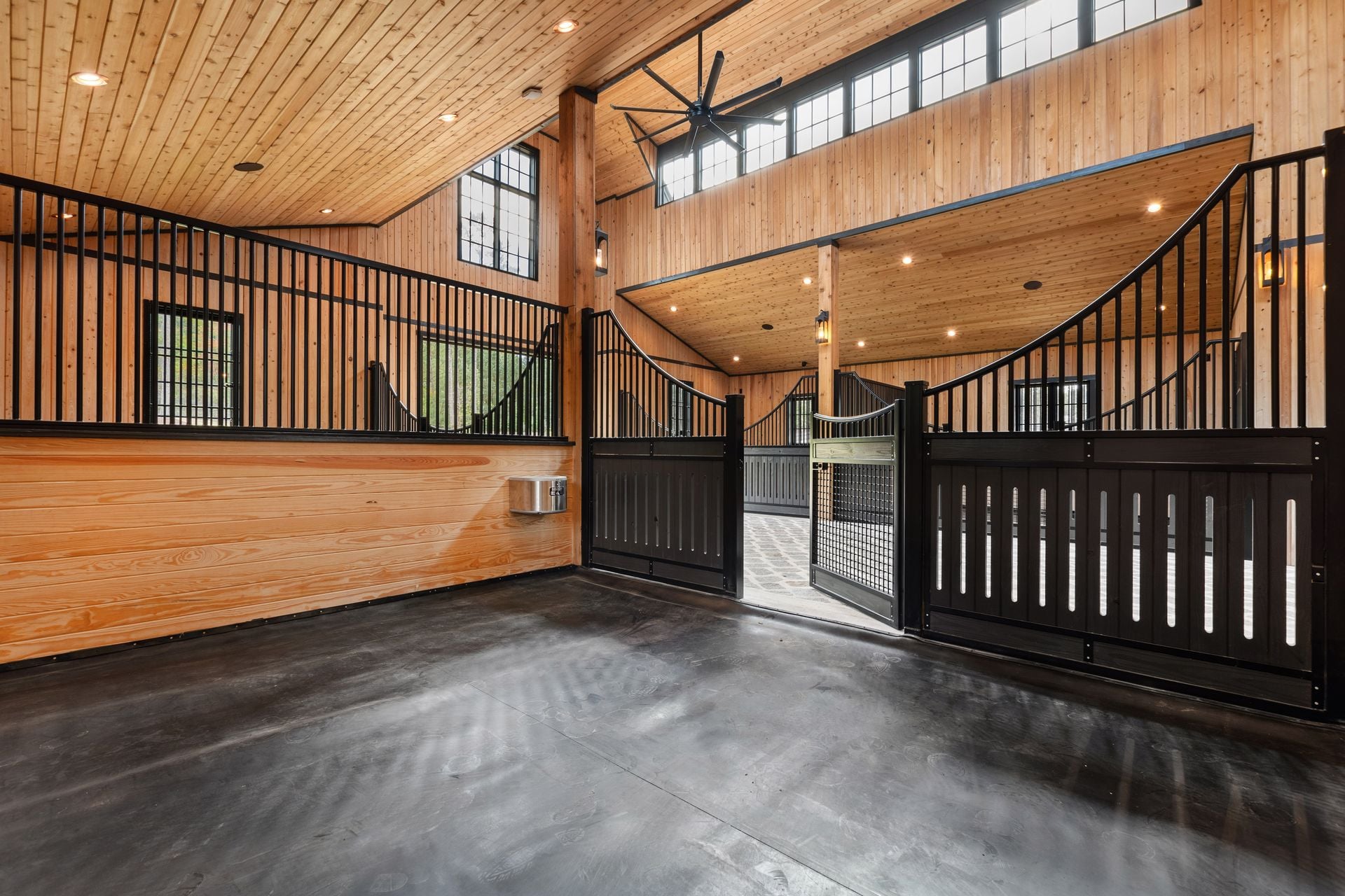 Inside View of Lucas Equine Equipment Magnolia Stall Front with Mattress System